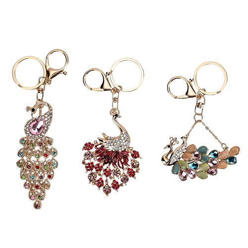 Set of 3 Schlüsselanhänger mit Strass - Teddy Bär, ca. 13?cm