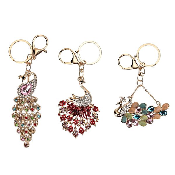 Set of 3 Schlüsselanhänger mit Strass -Elefanten,, ca. 13 cm