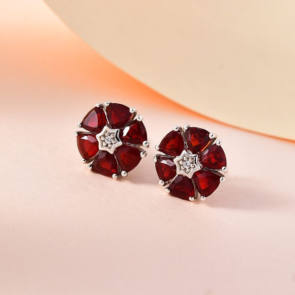 Blumenpracht mexikanische Kirschfeuer-Opal und Zirkon-Ohrstecker image number 2