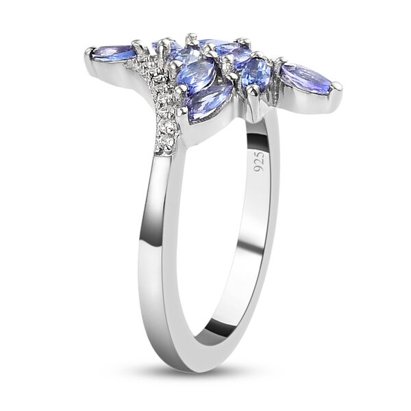 AA Tansanit und wei&szlig;er Zirkon-Ring, 925 Silber platiniert  ca. 0,89 ct image number 5