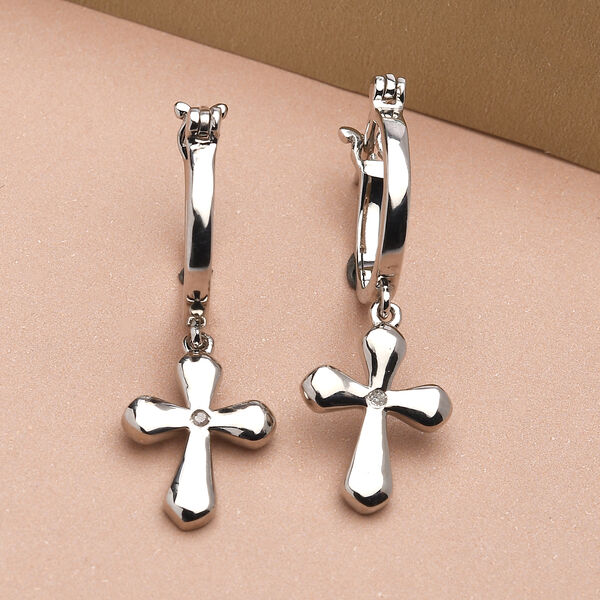 Wei&szlig;e Diamant-Ohrringe, 925 Silber platiniert image number 2