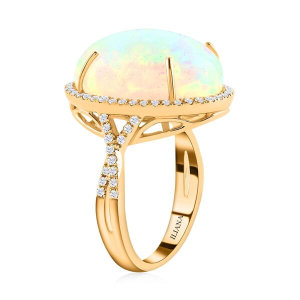 ILIANA zertifiziert und geprüft AAA natürlicher, äthiopischer Welo Opal und SI GH Diamant Ring in 750 Gold - 9,50 ct. image number 3