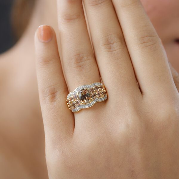 Natürlicher Jenipapo Andalusit Ring, 925 Silber Gelbgold Vermeil (Größe 21.00) ca. 3.15 ct image number 3