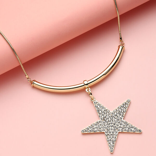 Wei&szlig;e Kristall-Halskette, 50+5 cm image number 2