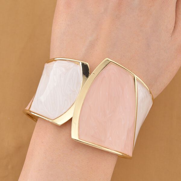 Emaille-Armreif im Colorblock-Design, 17cm, Pfirsich-Pink image number 2