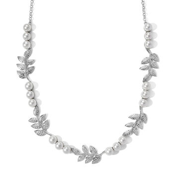 EVER TRUE S&uuml;&szlig;wasser Perle (7-7.5 mm) Halskette ca. 45 cm 950 Kupfer, Silberfarben, 45.16 ct