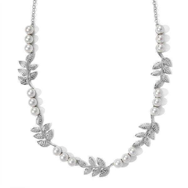 EVER TRUE S&uuml;&szlig;wasser Perle (7-7.5 mm) Halskette ca. 45 cm 950 Kupfer, Silberfarben, 45.16 ct