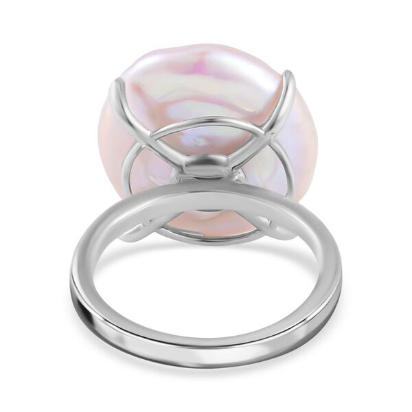 15-17mm wei&szlig;er Keshi Perlen Cocktail-Ring image number 6