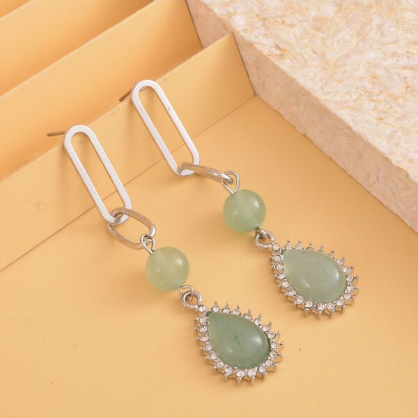 Grüne Aventurin Ohrringe, silberfarben ca. 18,00 ct image number 2