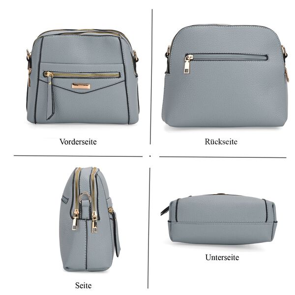 Crossbody-Tasche mit mehreren Reißverschlussfächern und abnehmbarem Gurt, 25x9x18cm, Hellblau image number 4