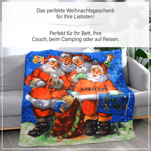Weihnachtliche Fleecedecke mit mehreren Nikol&auml;usen image number 6