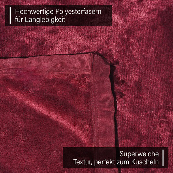 Premium Kuscheldecke aus 100% Mikrofaser, 450 gsm, Größe: 150x220 cm, burgund image number 10