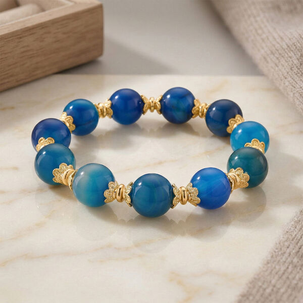 Flexibles, blaues Achat Armband - 190 ct. image number 2