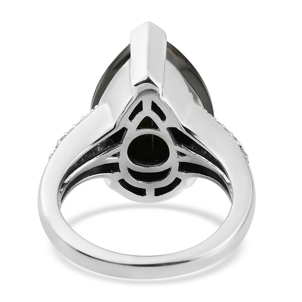 Elite Shungit und Zirkon Ring 925 Silber platiniert image number 6