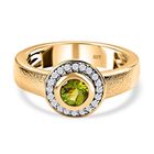 Nat&uuml;rlicher AA Calabar-Turmalin, Wei&szlig;er Zirkon Ring, 925 Silber Gelbgold Vermeil (Gr&ouml;&szlig;e 17.00) ca. 0.84 ct