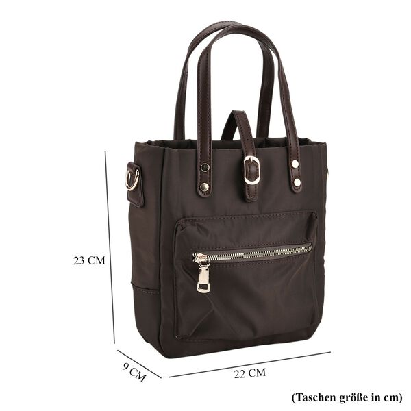 Nylon Crossbody Tasche, 22x23x9 cm, Dunkelbraun image number 7