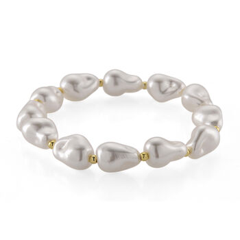 Flexibles, wei&szlig;es Muschelkernperle Armband