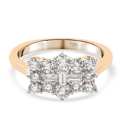 ILIANA Diamant Boot-Ring, zertifiziert SI G-H, 750 Gelbgold (Größe 17.00) ca. 1,00 ct