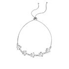 Weißes Glasperlen und Zirkonia-Armband, ca. 15.25 cm, reines Messing