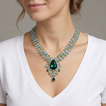 Mehrfarbiger Kristall Halskette ca. 50 cm Legierung