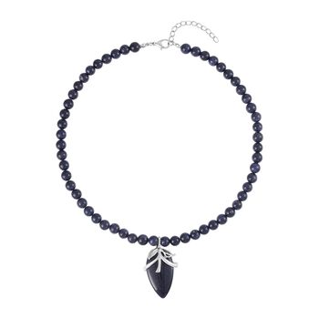 Blauer Sandstein Halskette ca. 45 cm Reines Messing ca. 127.50 ct