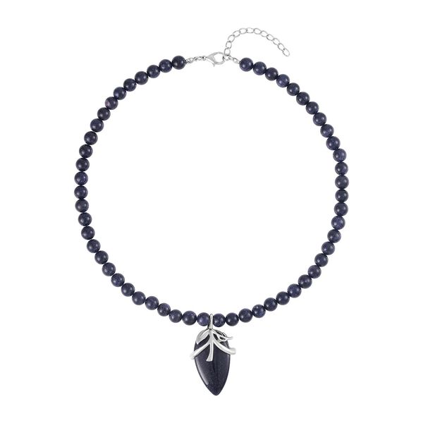 Blauer Sandstein Halskette ca. 45 cm Reines Messing ca. 127.50 ct