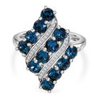 J Francis gefertigt mit SWAROVSKI Montana Swarovski Kristall, Weißer Swarovski Kristall Ring 925 Silber rhodiniert (Größe 18.00) (8-10 Tagen Lieferzeit)