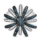 D'Joy Blauer Diamant, Weißer Diamant Ring 925 Silber rhodiniert (Größe 20.00) ca. 0,98 ct