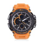 GENOA - Multifunktionsuhr mit LED und Japanischem Uhrwerk, TPU-Armband,  LED-Anzeige und Wasserdicht, Orange und Schwarz image number 0