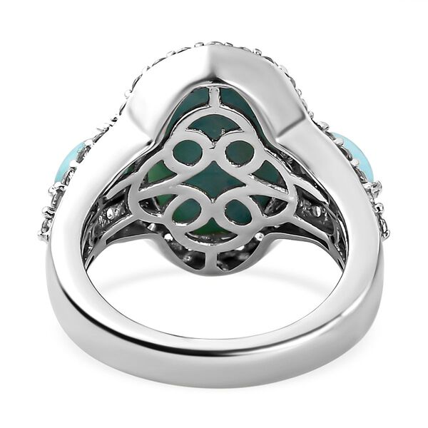 Larimar und wei&szlig;er Zirkon-Ring, 925 Silber platiniert  ca. 8,26 ct image number 6