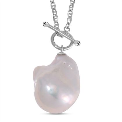 Wei&szlig;e S&uuml;&szlig;wasser Perle Halskette ca. 50 cm 925 Silber rhodiniert