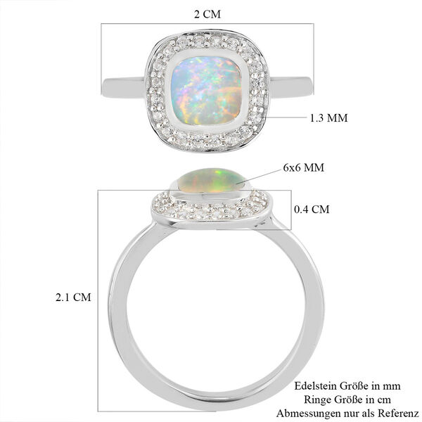 Nat&uuml;rlicher &Auml;thiopischer Opal und Zirkon Halo Ring 925 Silber Platin-&Uuml;berzug image number 7