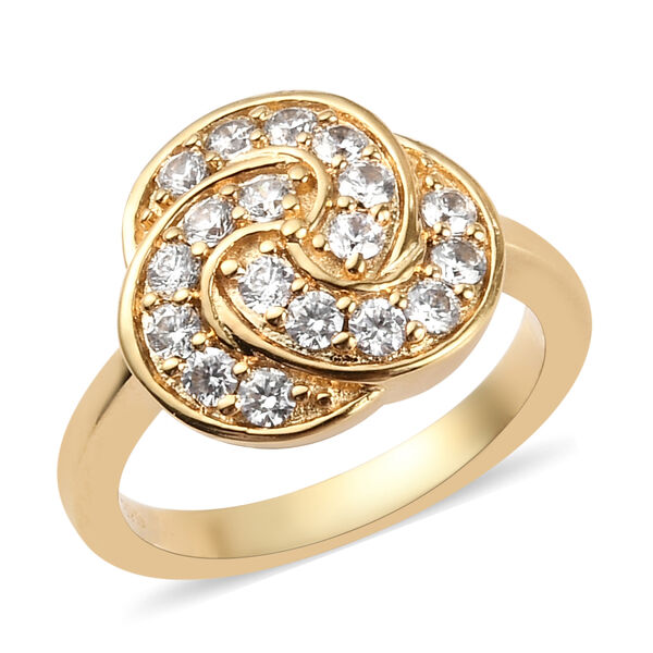 Zirkonia Ring Messing Ionenbeschichtetes Gelbgold Platin  ca. 1,08 ct image number 4