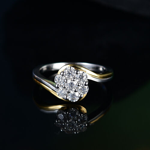 Moissanit Ring, 925 Silber platiniert und vergoldet - 0,56 ct. image number 1