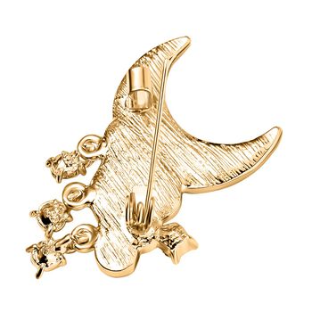 Wei&szlig;e Muschelkernperle, Wei&szlig;er Kristall Brosche, Mond