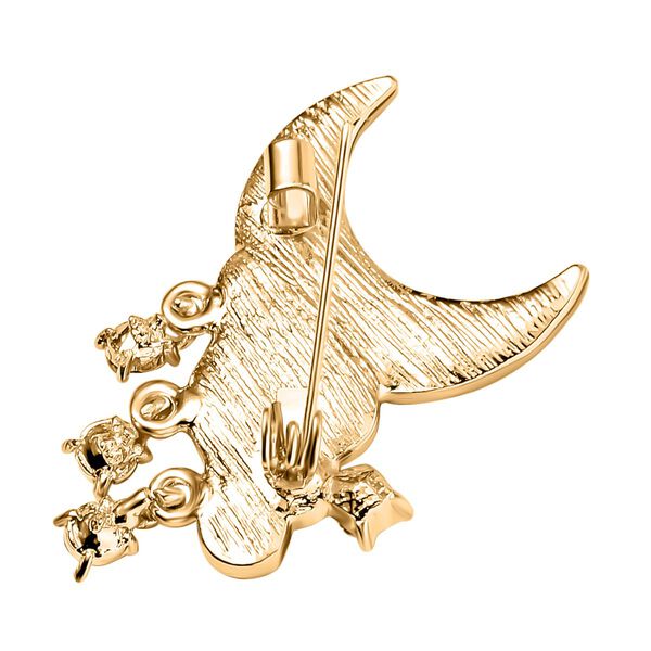 Wei&szlig;e Muschelkernperle, Wei&szlig;er Kristall Brosche, Mond image number 2