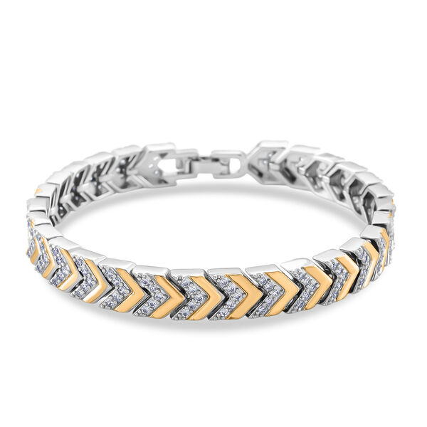 Wei&szlig;es Zirkonia 19cm zweifarbiges Armband