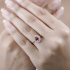 AAA rosa Calabar Turmalin und Diamant Ring - 1,39 ct. image number 2