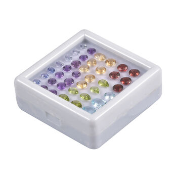 Mehrfarbige Edelstein-Sammlung, facettiert, verschiedene Schliffe und Formen