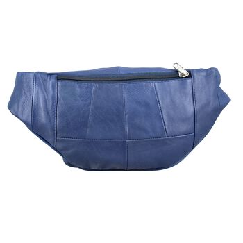 100% Echtleder-G&uuml;rteltasche in Stepp-Optik, 21,5x16,5 cm, Dunkelblau