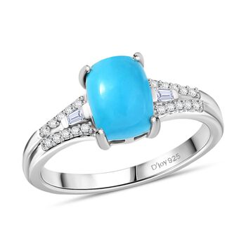 D'Joy AA Sleeping Beauty T&uuml;rkis, Moissanit Ring 925 Silber rhodiniert (Gr&ouml;&szlig;e 20.00) ca. 1,47 ct