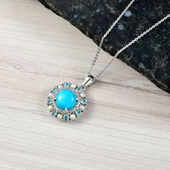 D'Joy AA Sleeping Beauty T&uuml;rkis, S&uuml;&szlig;wasserperle, Apatit und Zirkon Ring und Anh&auml;nger mit 50cm Kette