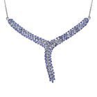 Tansanit Halskette, ca. 45 cm, 925 Silber platiniert ca. 7.14 ct