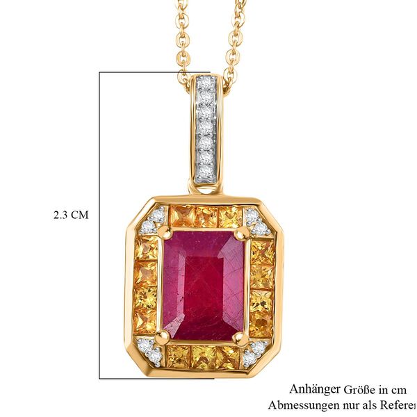 D'Joy AA Afrikanischer Rubin (Fissure gef&uuml;llt), Gelber Saphir Anh&auml;nger mit Kette ca. 50 cm 925 Silber 750 Gelbgold Vermeil ca. 3,25 ct. image number 6
