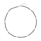 Weiße Süßwasser Perle und schwarze Spinell Halskette, ca. 60 cm, Edelstahl ca. 63.00 ct