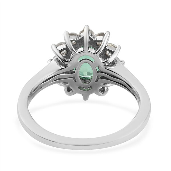 Pfau Triplett Quarz und Zirkon Halo Ring 925 Silber platiniert  ca. 2,21 ct image number 6