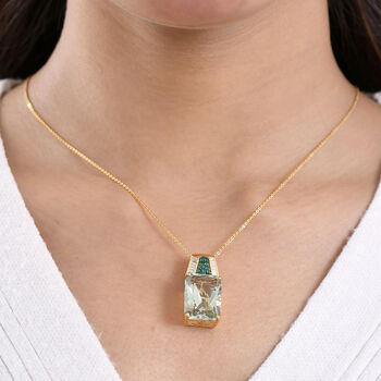 D'Joy Prasiolith, Verde Onyx und Moissanit Anh&auml;nger mit 50cm Kette - 17,84 ct.