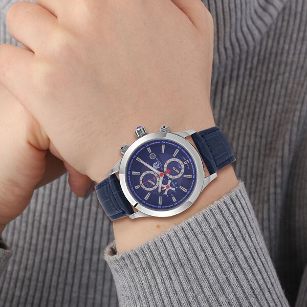 William Hunt Luxus-Chronograph, 42mm, Miyota OS10, Schwarzes Karbonzifferblatt, Lederarmband, 5ATM image number 3