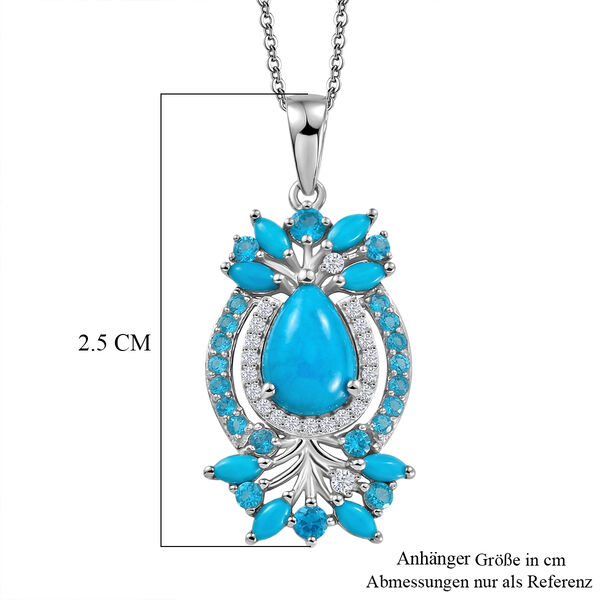 D'Joy Sleeping Beauty T&uuml;rkis, Neon Apatit und Wei&szlig;er Zirkon ca. 50 cm 925 Silber Rhodiniert ca. 3.12 ct image number 5