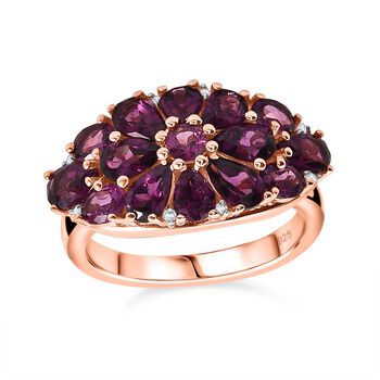 AAA Radiant Ember Granat und Zirkon Ring - 3,94 ct.